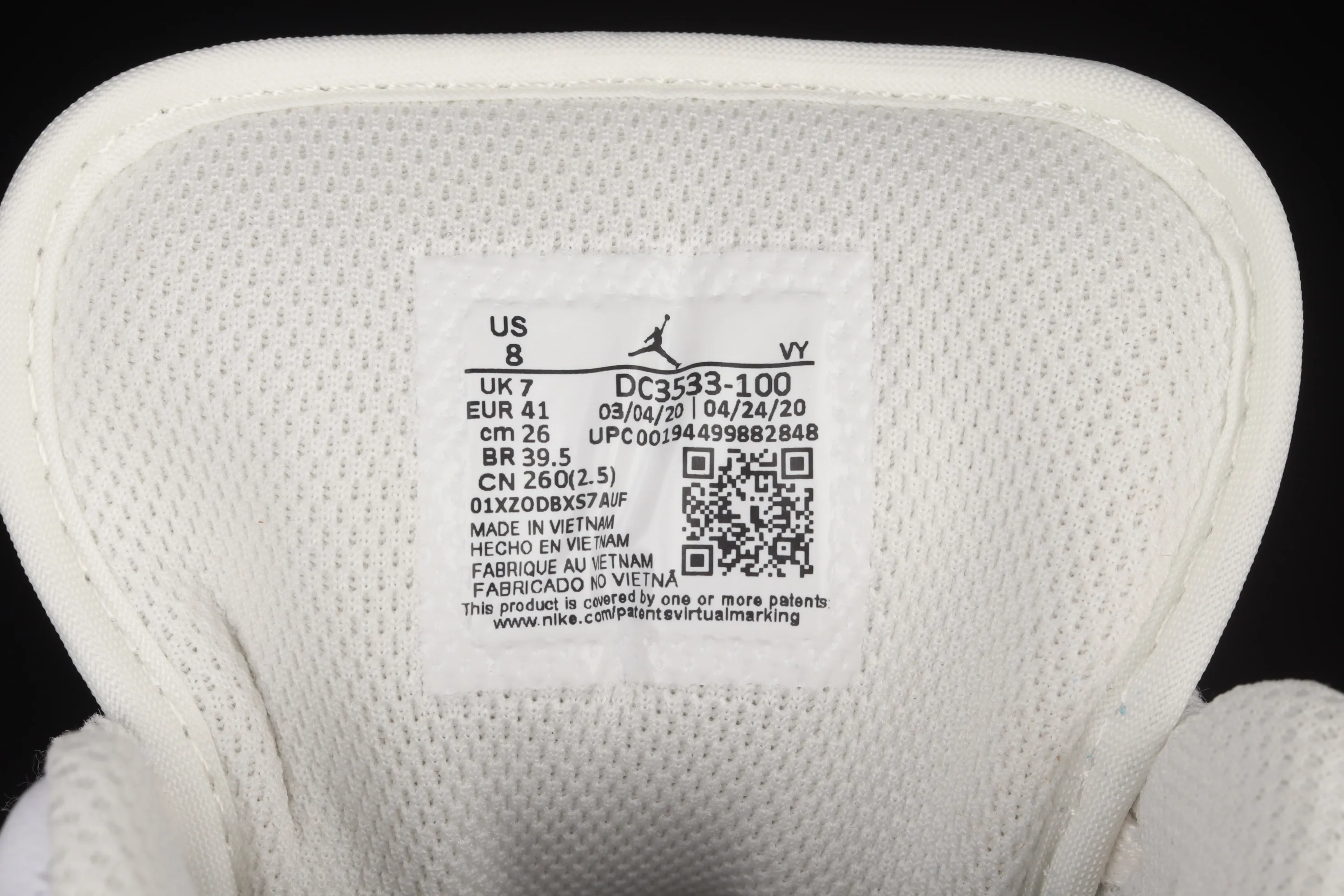 All categories Air Jordan Jordan series basketball shoes Air Jordan 1 Low G version pure original Air Jordan 1 Low AJ1 Joe 1 white and black canvas stitching low-top cultural leisure sports shoes DC3533-100